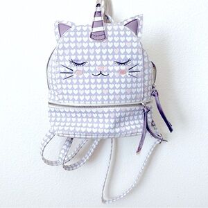 Underonesky, Vegan Leather Amy Grey & White Check Unicorn Mini Backpack
